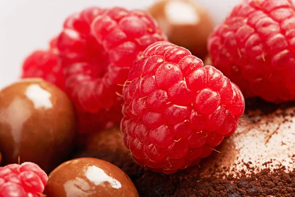 Fruity Chocolate Goodness Raspberry Chocolate Dessert — Stock Photo, Image