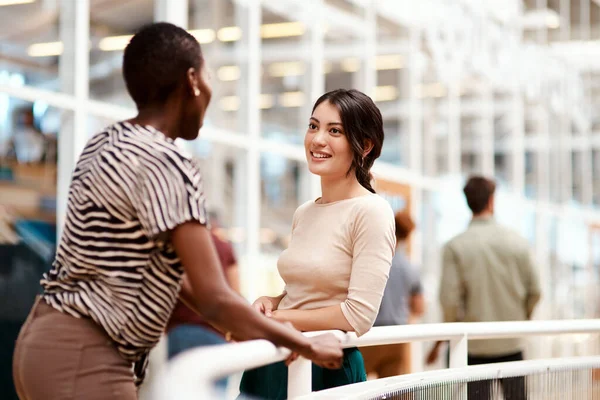 Stock image The more you network, the more opportunities youll discover. a young businesswoman having a discussion with a colleague in an office