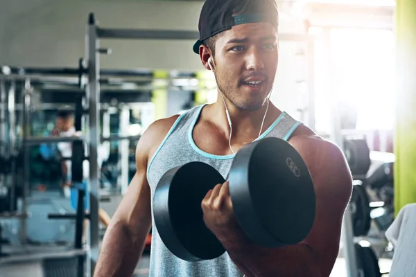 Remember Person Gave Upneither Man Doing Weight Training Gym — Stock Photo, Image