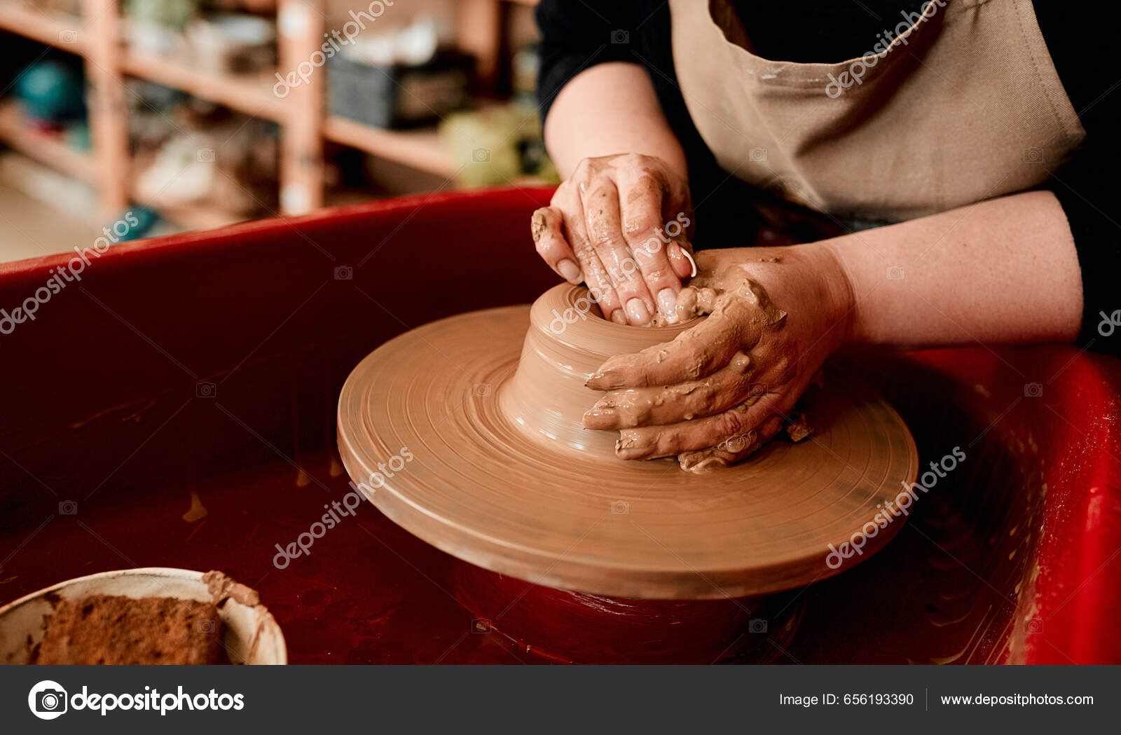 Takes Time Patience Master Unrecognizable Woman Molding Clay Pottery Wheel  Stock Photo by ©PeopleImages.com 656193390