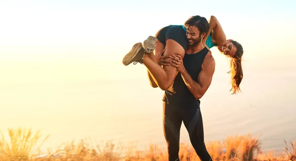 Exercising Together Can Boost Quality Your Romantic Relationship Sporty Couple — Photo