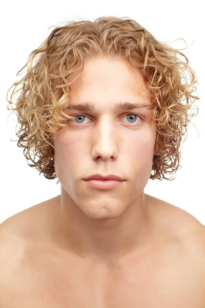 Просто Источает Мужественность Обрезанный Портрет Молодого Человека Выразительности Изолированного Белом — стоковое фото