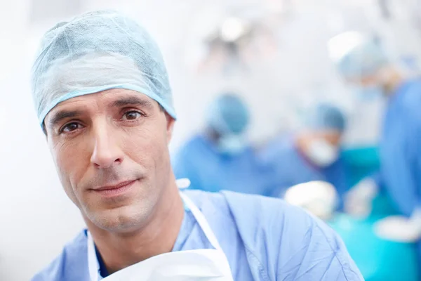 Giving Heath All Mankind Tilted View Mature Surgeon His Medical — Stock Photo, Image