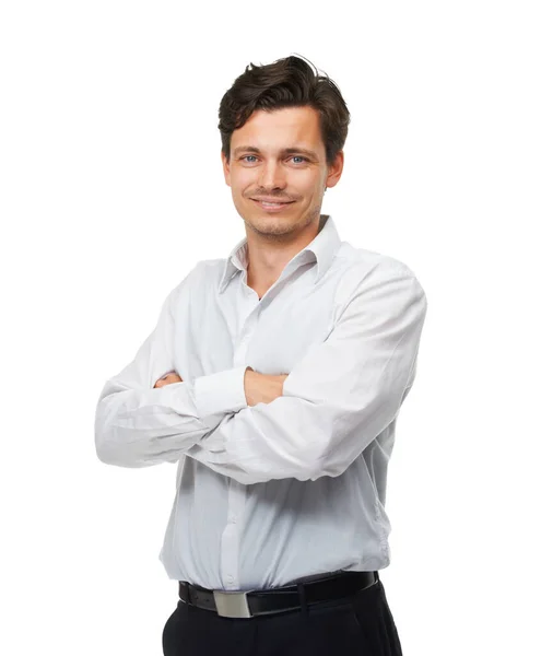 Hes Boss Studio Portrait Casually Dressed Man Isolated White — Stock Photo, Image