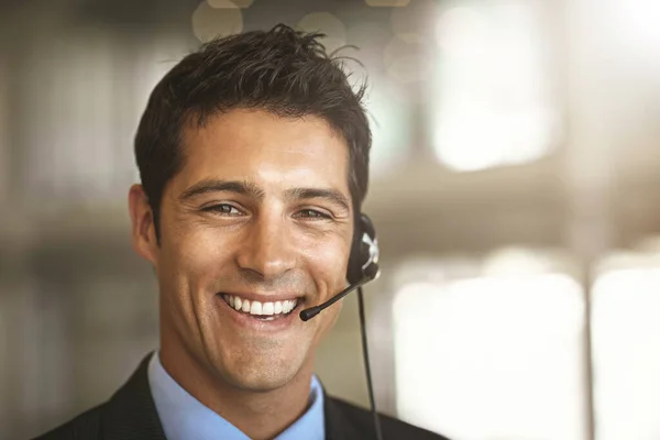 Happy Man Portret Call Center Dla Wirtualnej Komunikacji Wsparcia Biznesowego — Zdjęcie stockowe