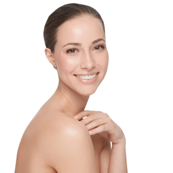 Portrait Luxury Woman Beauty Dermatology Self Care Isolated White Studio — Stock Photo, Image