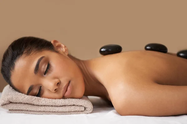 Woman Rock Back Massage Spa Relax Zen Sleeping Wellness Physical — Stock Photo, Image