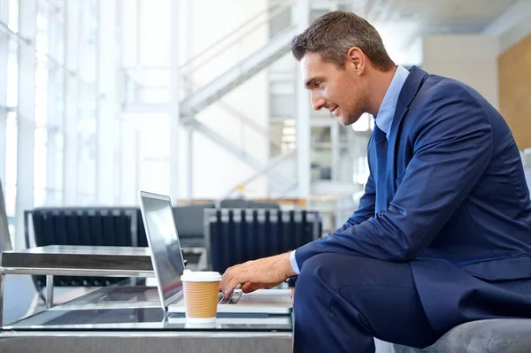 Proposal Email Businessman Laptop Communication Networking Internet Business Working Employee — Fotografia de Stock