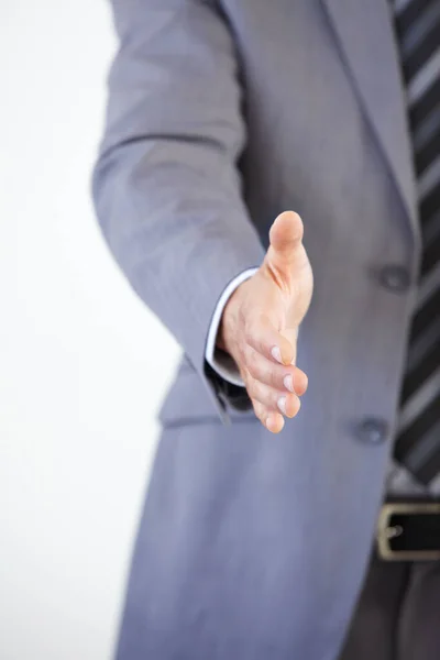 商务人士 握手和见面问候 雇用或介绍B2B 合伙或在办公室交易 员工因招聘 感谢或欢迎到公司工作而握手 — 图库照片
