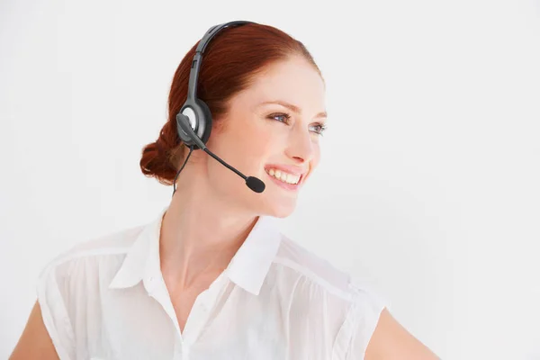 Call Center Smile Consulting Woman Studio Telemarketing Customer Service Help — Stock Photo, Image