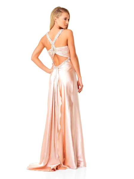 Fashion Glamour Elegant While Wearing Dress Evening Gown Wedding Bridesmaid — Stockfoto
