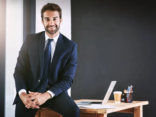 Business Portret Happy Man Office Voor Professionele Mindset Vertrouwen Carrièremanagement — Stockfoto