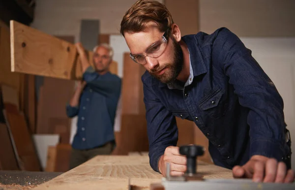 Carpentry Collaboration Carpenter Men Work Workshop Design Project Vocation Creative — Stock Photo, Image