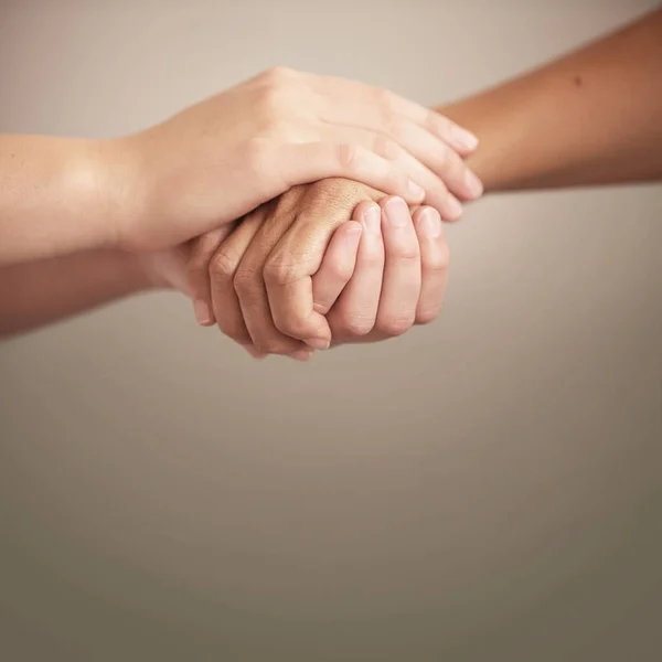Empathie Ondersteuning Hulp Met Mensen Die Elkaars Hand Vasthouden Comfort — Stockfoto