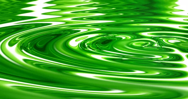 ネオン 光沢のある未来的な波の3D アニメーション Vfxは 液体の緑の色物質に波紋を作ります 蒸気波の審美的な背景のための輝く禅の水とテクスチャ 動きとプール — ストック写真