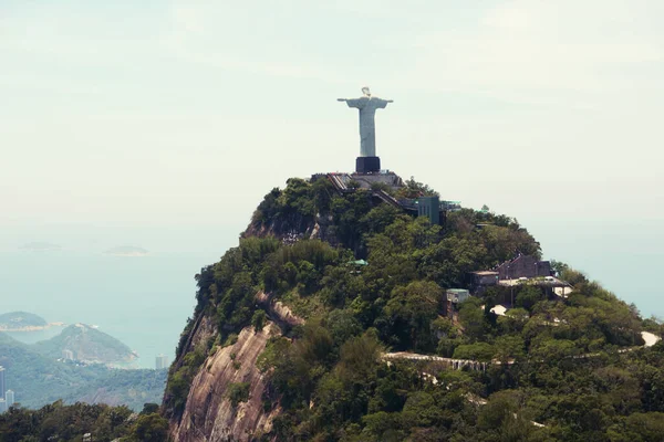 Posąg Pomnik Chrystus Odkupiciel Brazylii Dla Turystyki Zwiedzania Globalnego Przeznaczenia — Zdjęcie stockowe