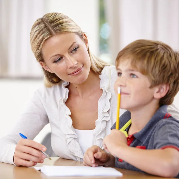 Guiding Inspiring Her Students Young Teacher Assisting Student Classwork His — Stock Photo, Image