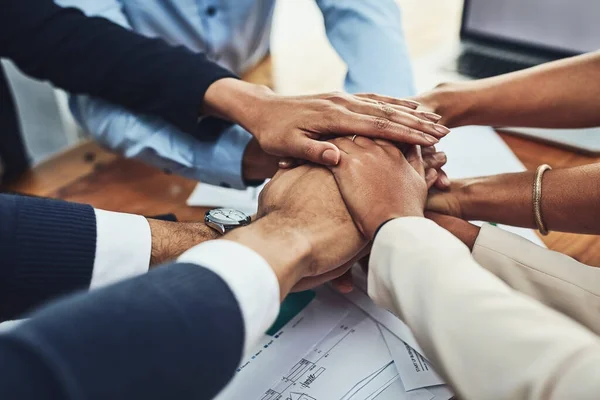 Hands Together Business People Meeting Solidarity Support Team Huddle Collaboration — Stock Photo, Image