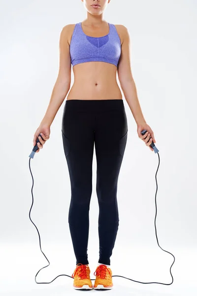 Dont Skip Part Attractive Young Woman Holding Jump Rope — Stock Photo, Image