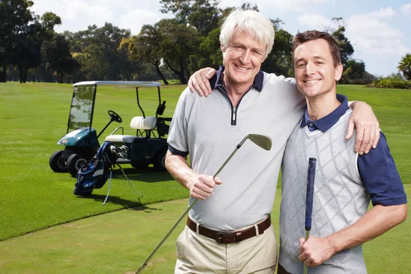 Hes Passed His Love Golf His Son Father Son Golfing — Stock Photo, Image