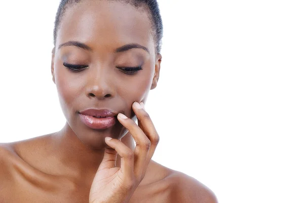 Taking Her Skincare Seriously Attractive African American Model Isolated White — Stock Photo, Image