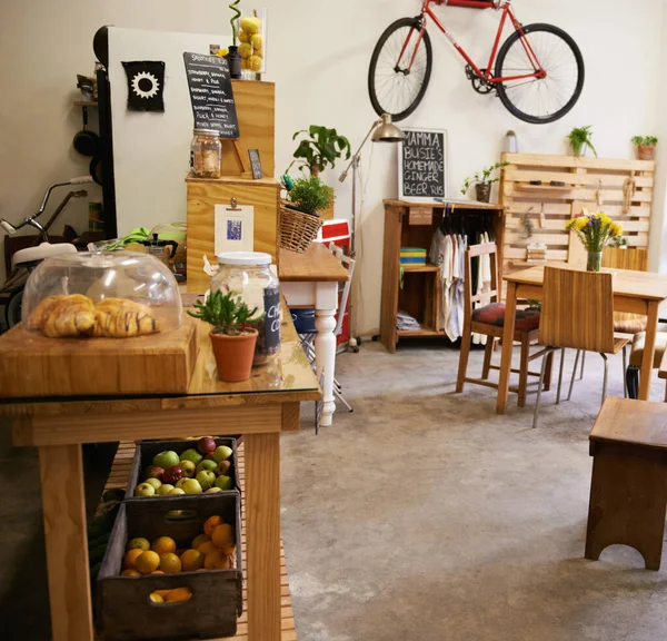 커피숍 디자인 스타일을 대역장 자전거와 — 스톡 사진
