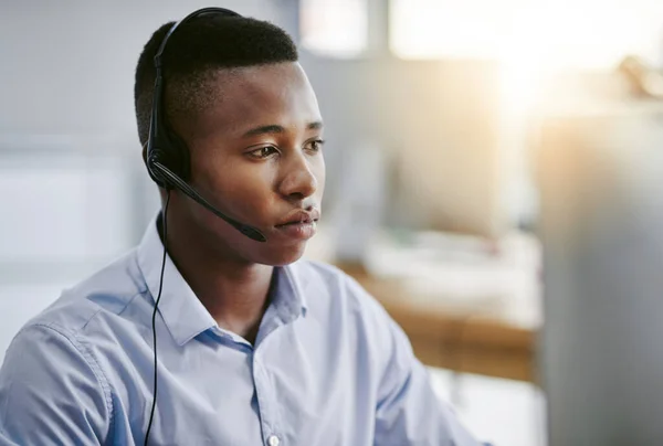 Virtuele Assistent Consultant Zwarte Man Call Center Consulting Online Bij — Stockfoto