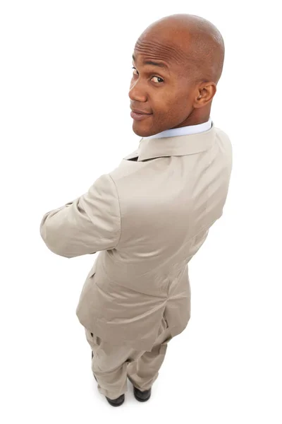 Looking His Shoulder Competitive Business Handsome African American Businessman Looking — Stock Photo, Image