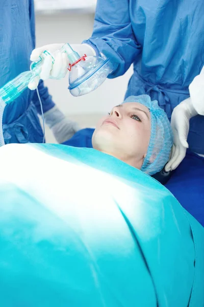 Cuenta Atrás Desde Diez Personal Médico Que Administra Anestesia Una — Foto de Stock