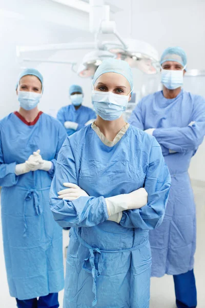 Your Side Every Step Way Portrait Professional Surgeons Face Masks — Stock Photo, Image