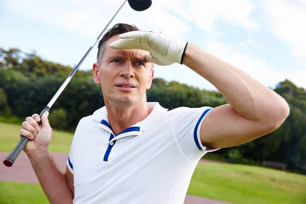 Vilket Håll Gick Det Man Som Vill Vart Hans Golfboll — Stockfoto