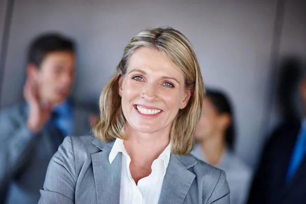 Shell Never Stop Climbing Leader Success Confident Businesswoman Standing Front — Stock Photo, Image