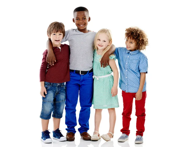 Theyre Best Friends Studio Shot Group Young Friends Standing Together — Stock Photo, Image