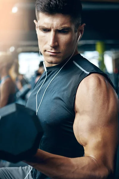 Stay Focused Work Hard Man Doing Weight Training Gym — Stock Photo, Image