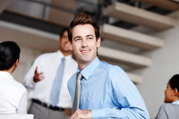 Hes Ready Whenever Inspiration Strikes Inspired Businessman Turning Look Out — Stock Photo, Image