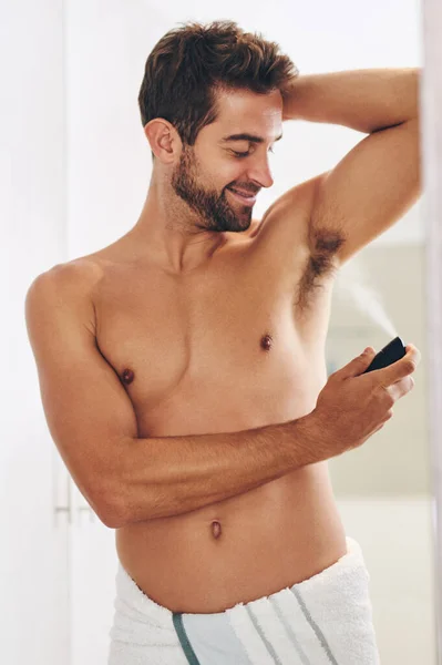 Deodorant Bodyspray Man Badkamer Voor Hygiëne Douche Parfum Zweten Controleren — Stockfoto