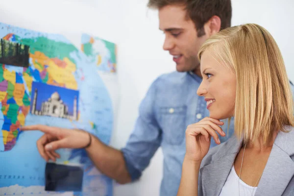 Travel Agency Collaboration World Map Happy Business People Agent Partner — Stock Photo, Image