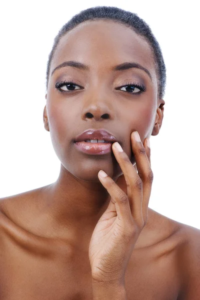 Jemně Jemně Atraktivní Africký Americký Model Izolovaný Bílém — Stock fotografie