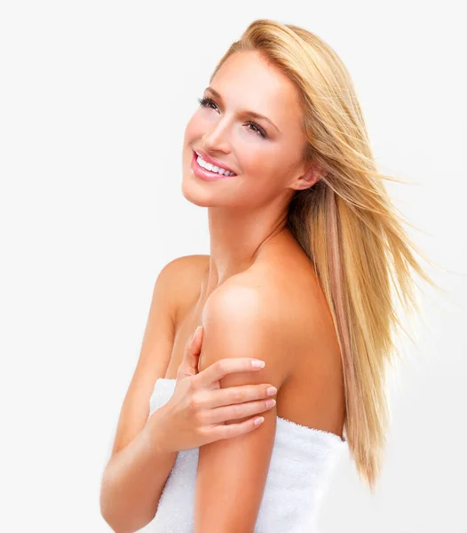 Beaming Beauty Fresh Feeling Naturally Beautiful Blonde Woman Flawless Skin — Stock Photo, Image