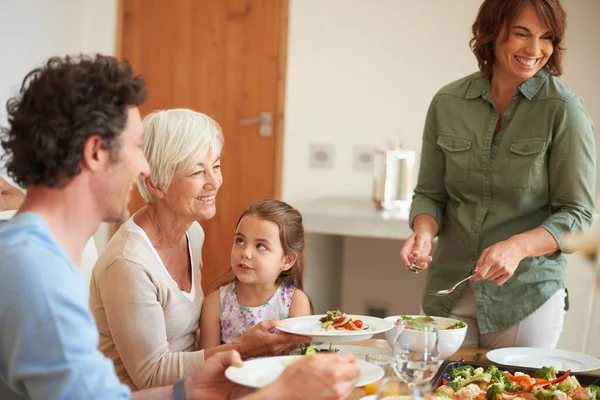 Sharing Meal Loved Ones Multi Generational Family Having Lunch Together — Stock Photo, Image