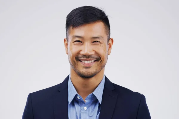 Portret Zakenman Aziatische Man Met Een Glimlach Advocaat Zelfverzekerde Man — Stockfoto