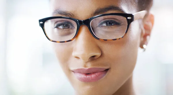 Mulher Rosto Com Óculos Visão Com Cuidados Oculares Lente Prescrição — Fotografia de Stock