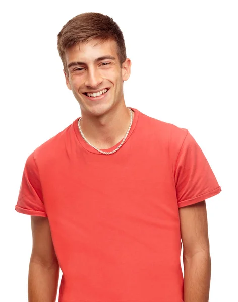 Moda Sonrisa Retrato Hombre Estudio Con Confianza Atractivo Orgullo Sobre — Foto de Stock
