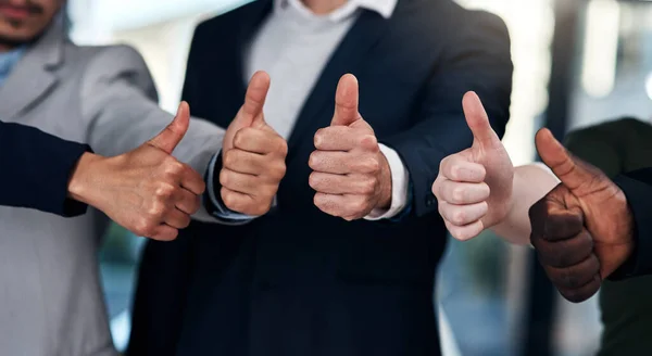 Approve Thumbs Hands Business People Office Feedback Good News Agreement — Stock Photo, Image