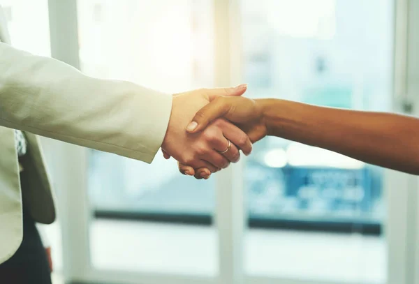 Handshake Sucesso Mãos Empresários Escritório Para Onboarding Colaboração Acordo Empresarial — Fotografia de Stock