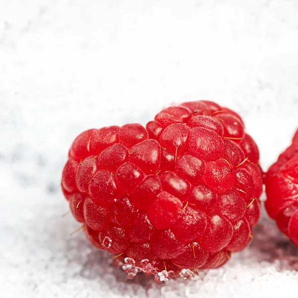 Get Sweet Treat Healthy Way Juicy Raspberries Sugar — Stock Photo, Image
