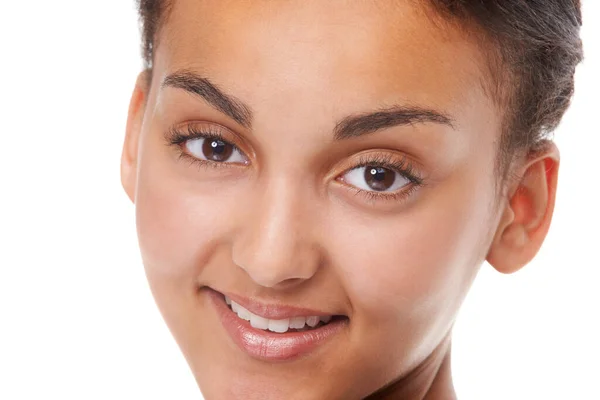 Bellezza Negli Occhi Chi Guarda Ritratto Ravvicinato Attraente Ragazza Adolescente — Foto Stock