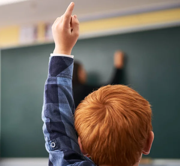 Leerling Hand Kind Klas Met Vragen Voor Leerkracht Onderwijs Leren — Stockfoto