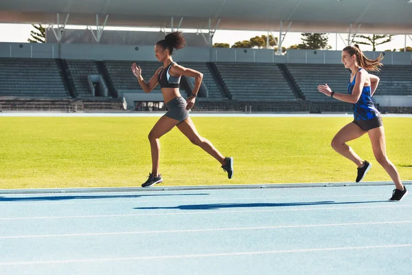 Mujer Running Pista Estadio Para Carreras Competición Atletismo Fitness Aire — Foto de Stock