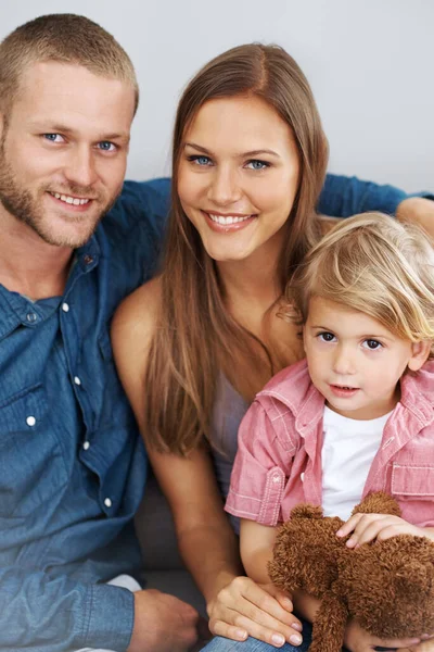 Family Comes First Young Couple Sitting Little Boy — Stock Photo, Image